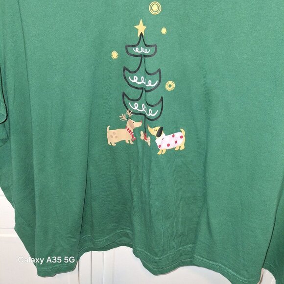 Dreams & Co. Womens Green Christmas Tree Graphic 5X T-Shirt 100% Cotton - Picture 2 of 6